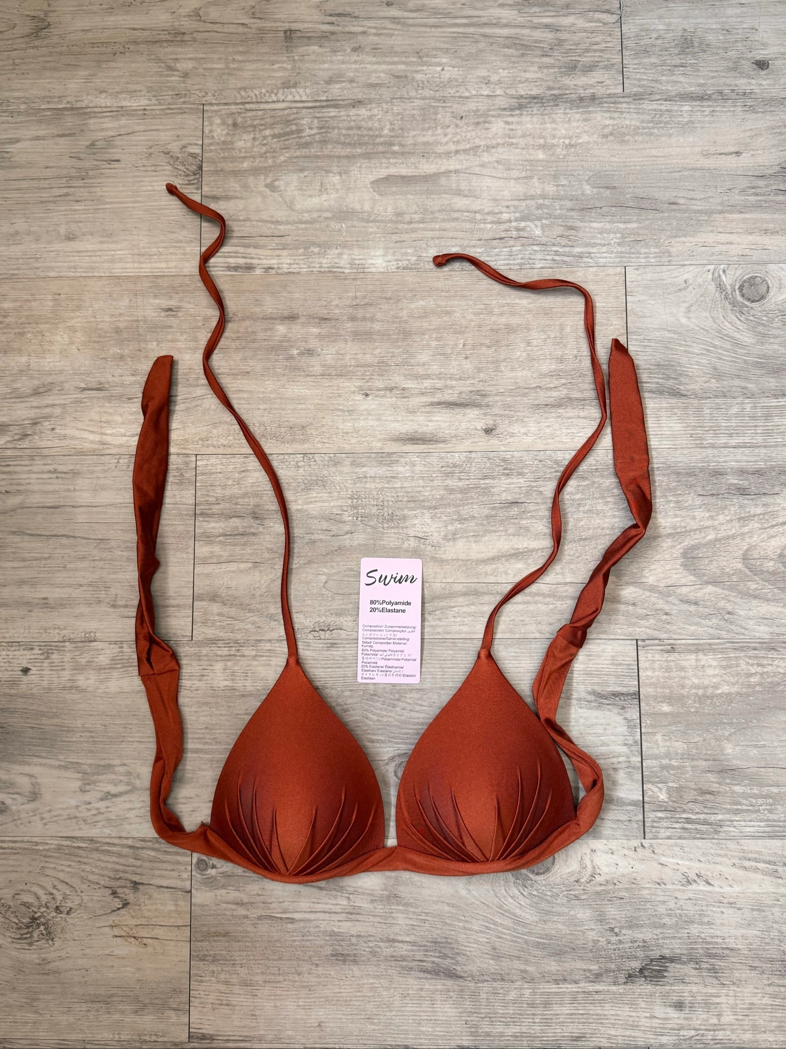 Women’s Triangle Bikini Top Rust Brown – Size S 
